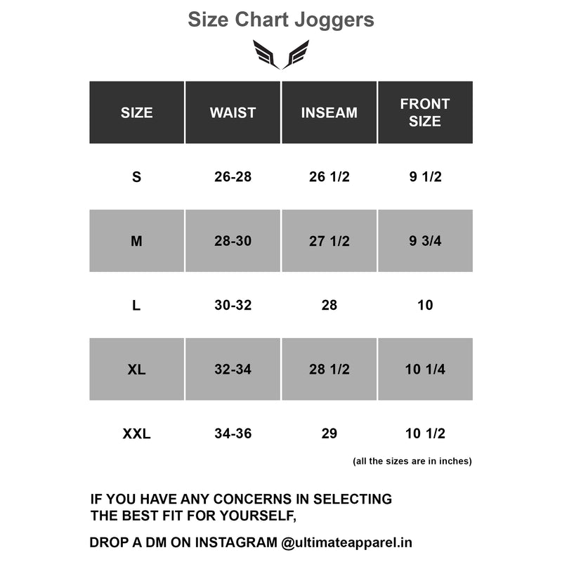 Mens Joggers Size Chart